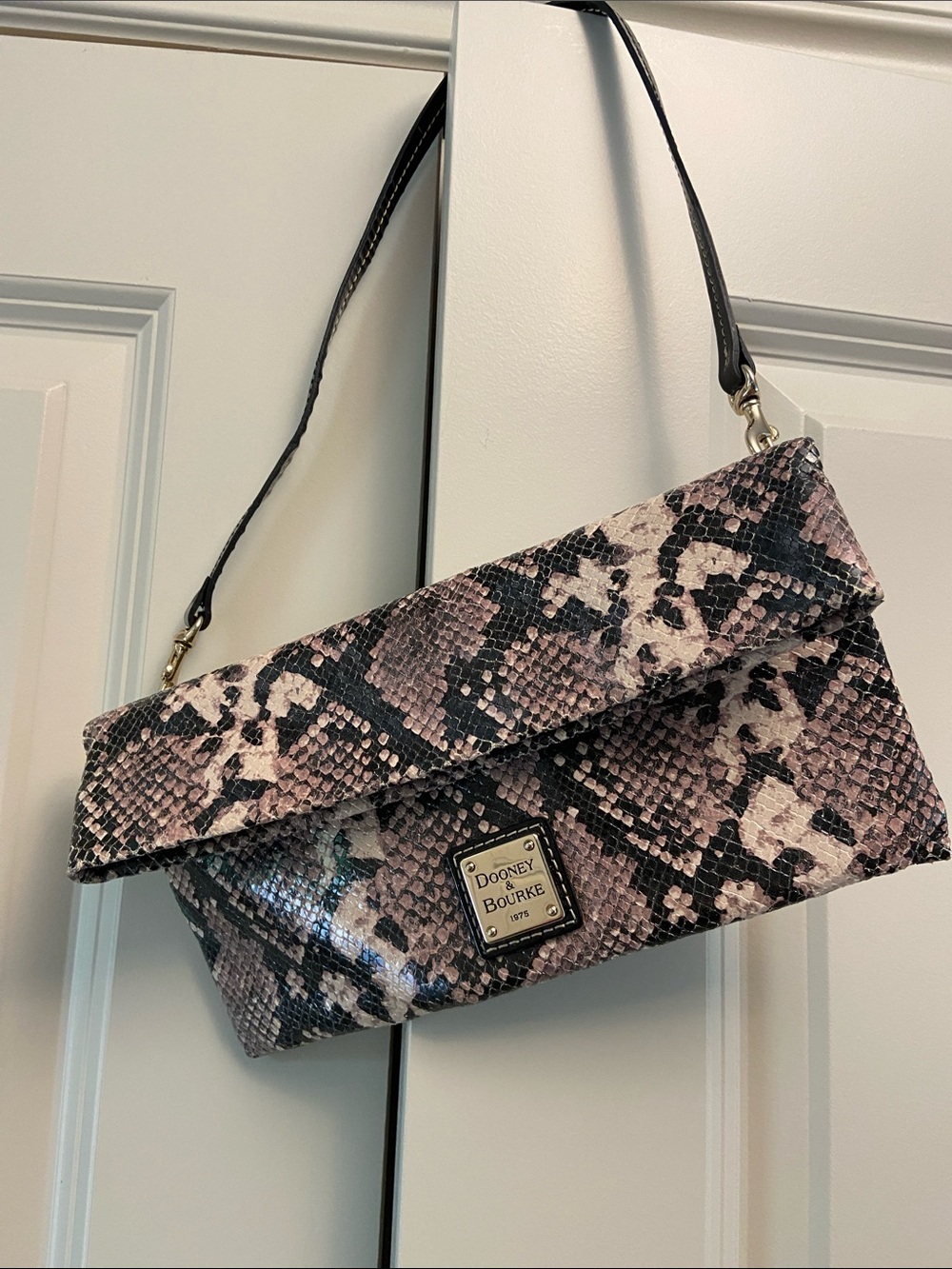 Dooney & Bourke Snake- Print Leather Wristlet Clutch